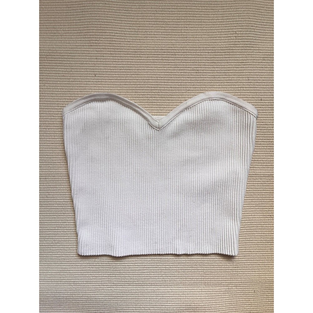 Babaton Aritzia Sculpt Knit Sweetheart Tube Top in White Size SMALL